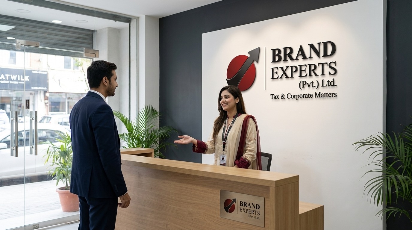 Brand Experts Karachi client greeting and document audit reception